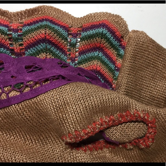 JO NO FUI Brown Poncho Knit Sweater YOOX sz 6 - Picture 5 of 13